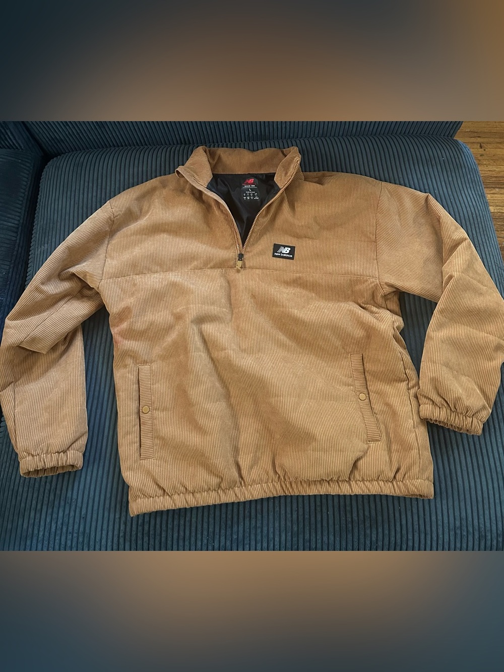 Men's Tan Corduroy Large New Balance Pullover Jacket -